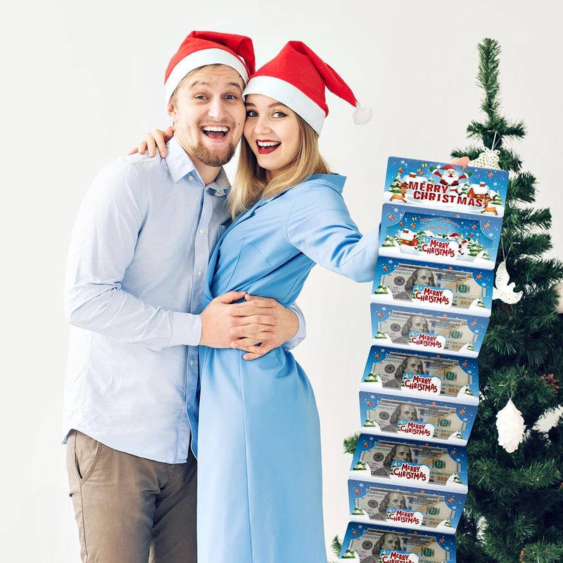 XiaosRen Blue Christmas Envelope Money Holder with 10 Slots, Surprise Cash Gift Card Holders for Men Women Girls Boys Xmas Party Supplies. - Image 3